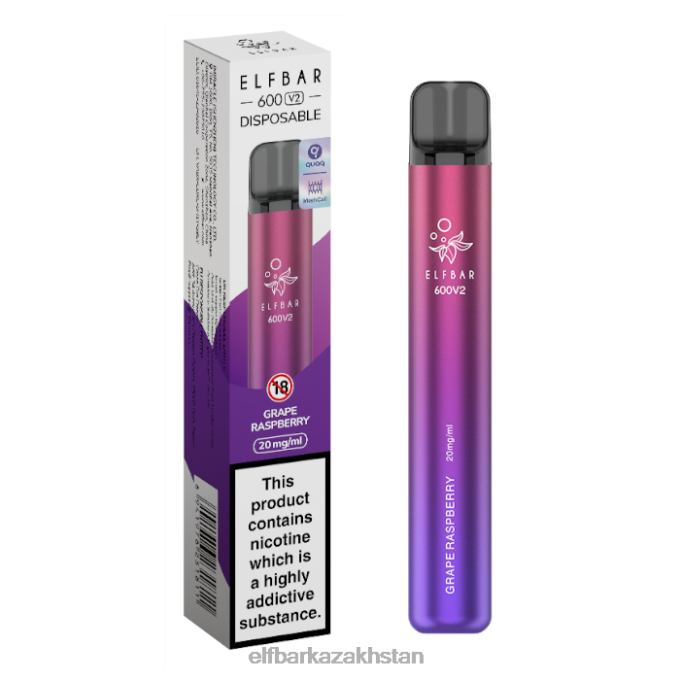 CV4D324 ELFBAR 600V2 Disposable Vape - 20mg Grape Raspberry