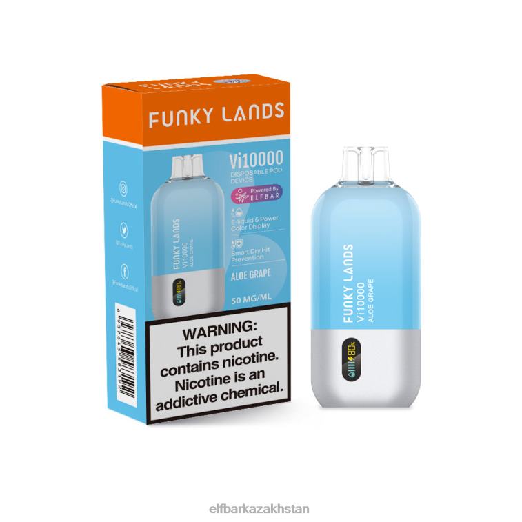 Funky Lands Best Flavor Disposable Vape Vi10000 Grape Series ELFBAR Aloe Grape 8L862149