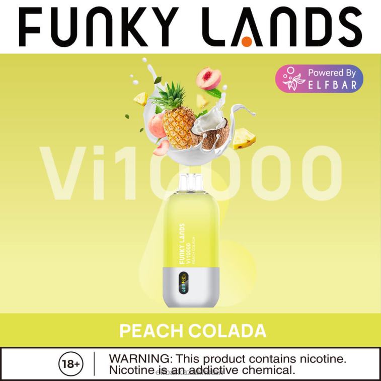 Funky Lands Disposable Vape Vi10000 Puffs ELFBAR Peach Colada 8L862162