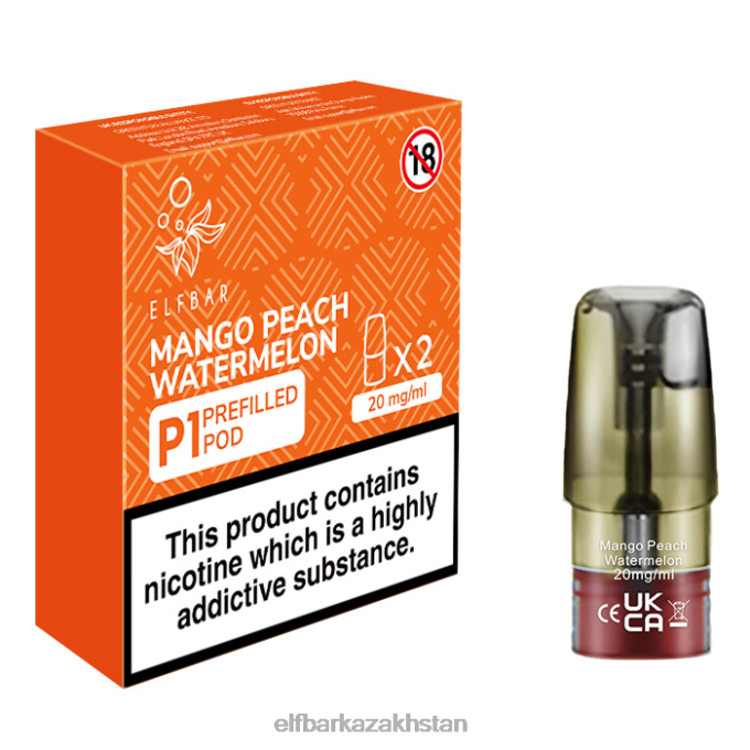 CV4D3158 ELFBAR Mate 500 P1 Pre-Filled Pods - 20mg (2 Pack) Mango Peach Watermelon Original